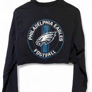 Philadelphia Eagles Football Long Sleeve NFL Logo Crop Top Shirt - S